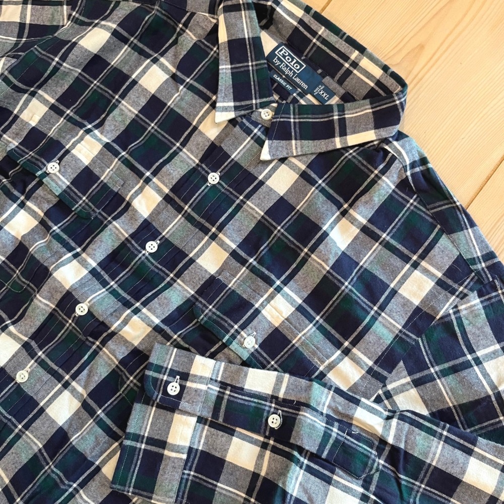 Polo Ralph Lauren Men Classic Fit Plaid Navy XXL Flannel Workwear Gorpcore Shirt